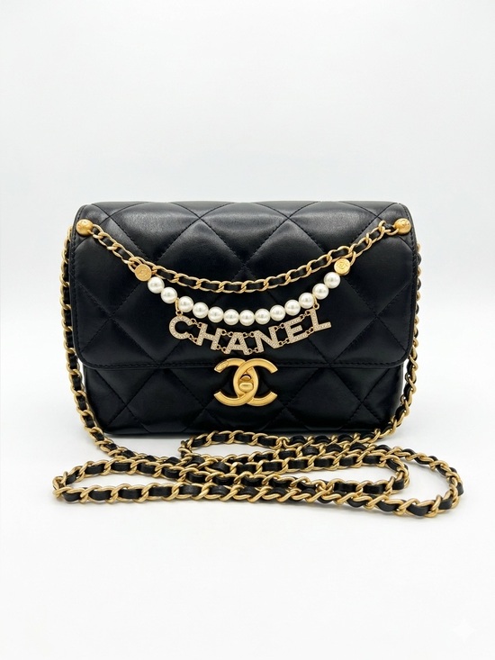 CHANEL Handbags - CHANEL 24A Black Lambskin Mini Flap Chanel CC Turnlock Full Set Microchipped